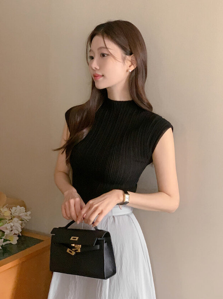 [🌷S/S] Ribbed Cap Sleeve Knit