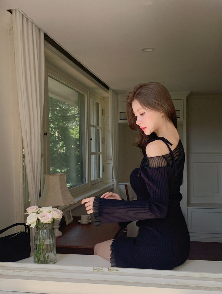 [🍂F/W] Uneven Off-shoulder Knit Dress