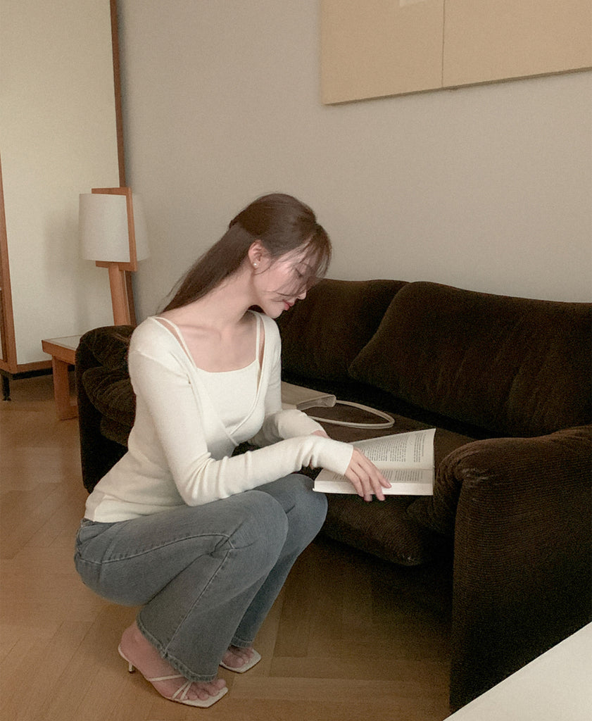 [🍂F/W] Ane Cotton Wrap Knit Set (Vest+CD)