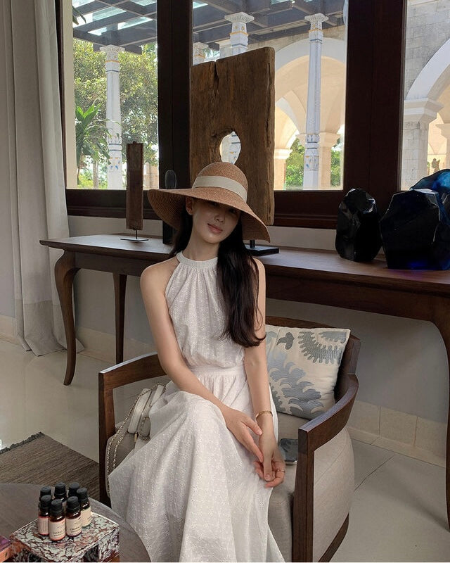 Premium Cotton Lace Halter Dress