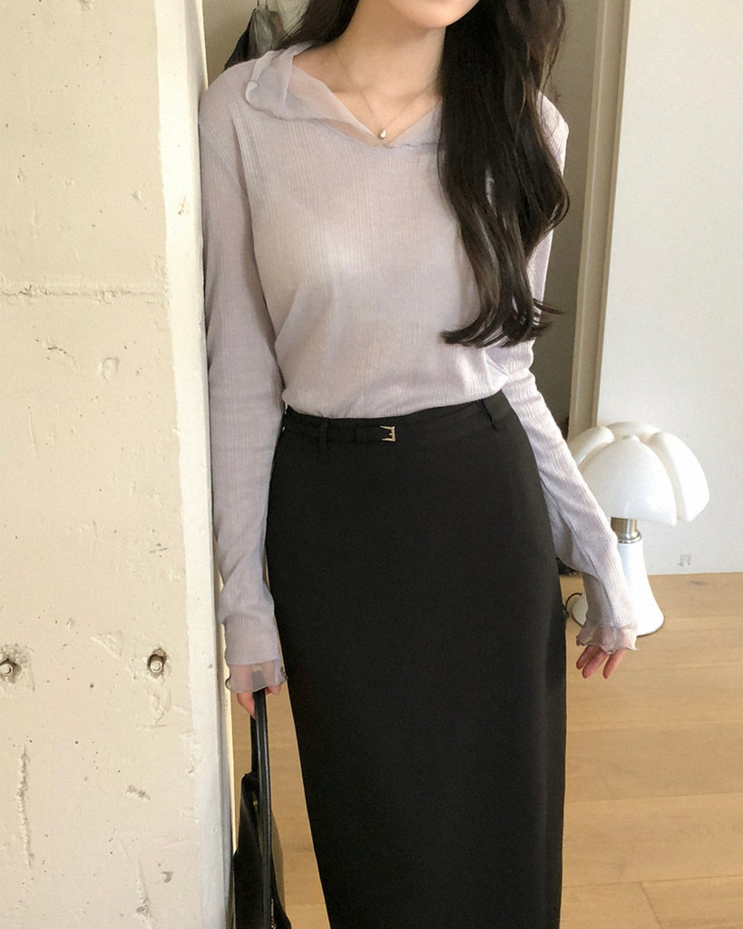 [🍂F/W] Wavy See-through Chiffon Top