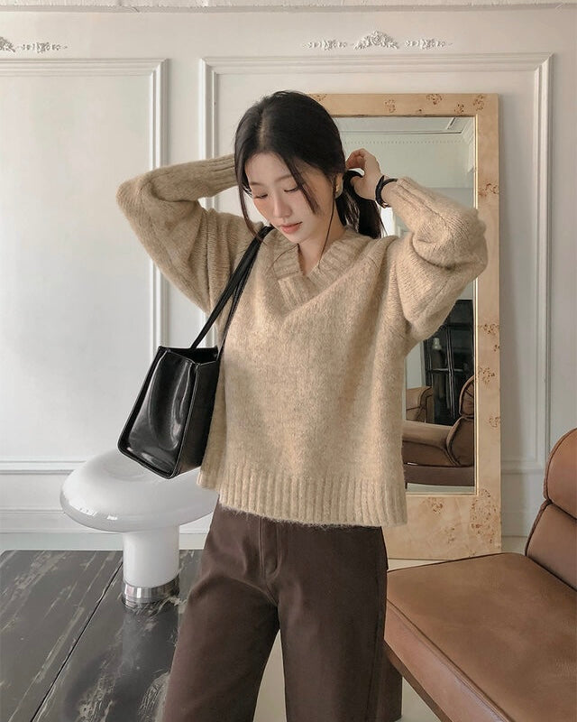 [🍂F/W] Simple V-neck Wool Knit Top