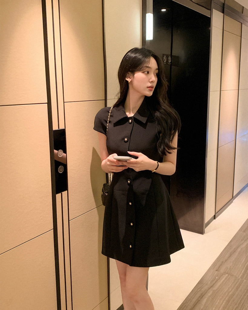 [🍂F/W] After Gold Buttons Mini Dress