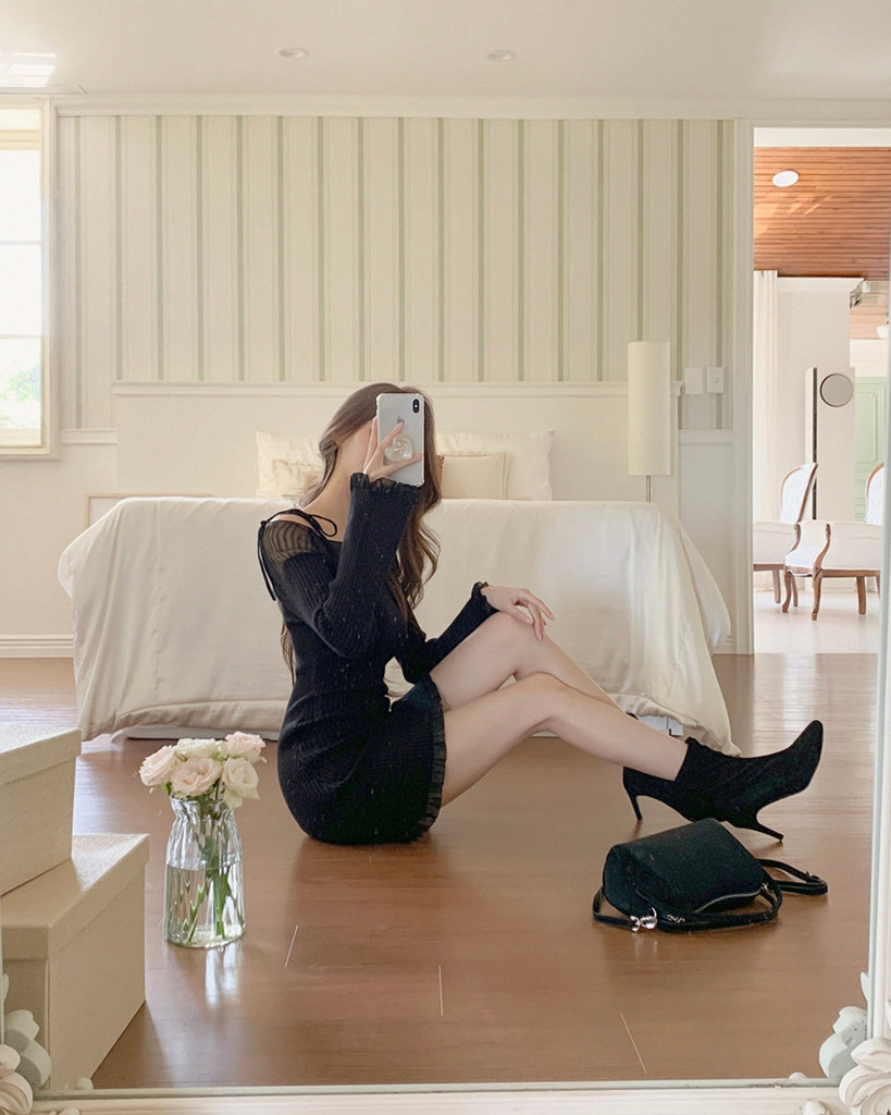 [🍂F/W] Uneven Off-shoulder Knit Dress