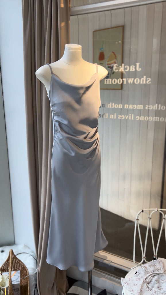 [🍂F/W] Draped Satin Long Dress