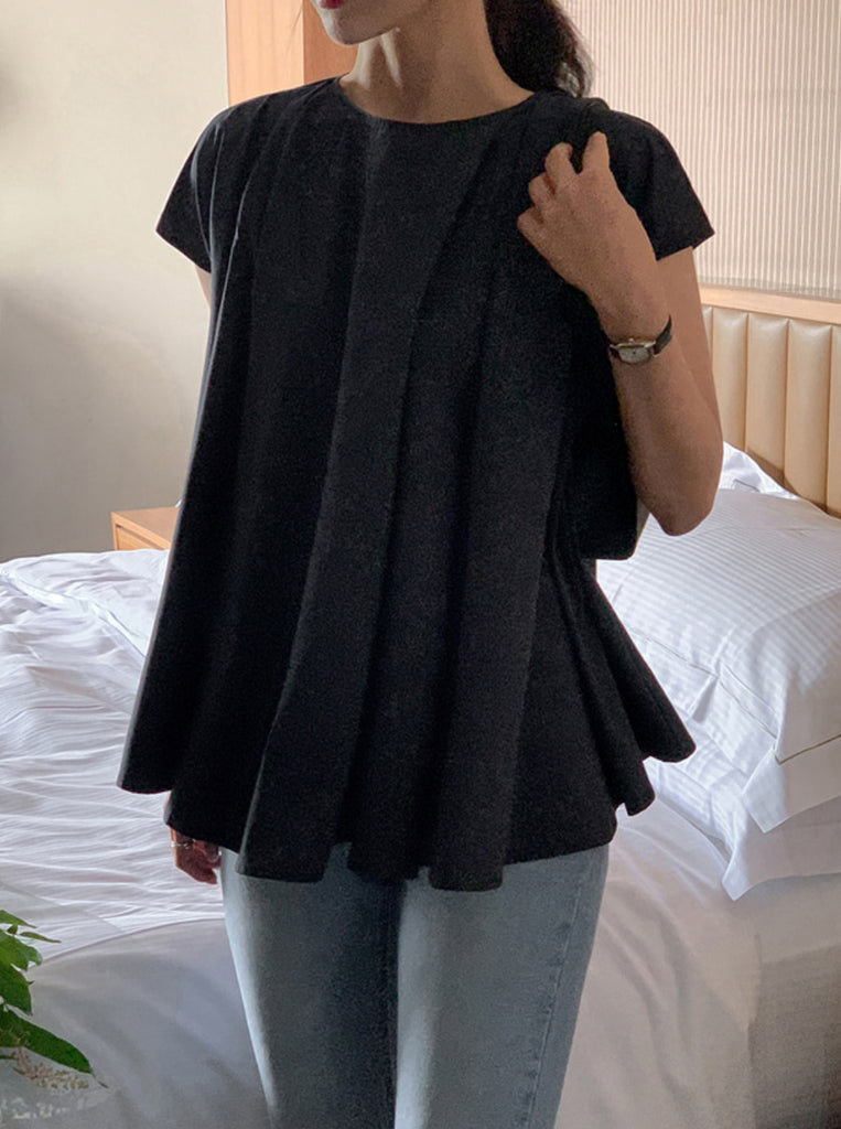 [🌷S/S] Simple Plain Flared Blouse(附腰帶)