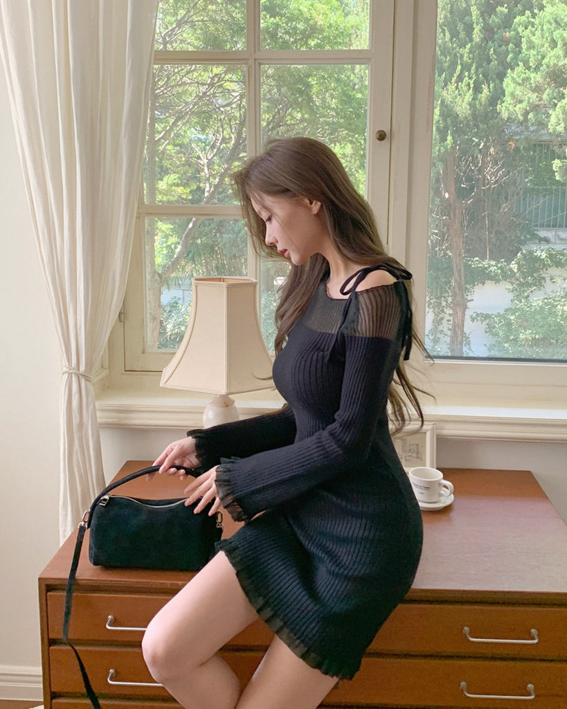 [🍂F/W] Uneven Off-shoulder Knit Dress