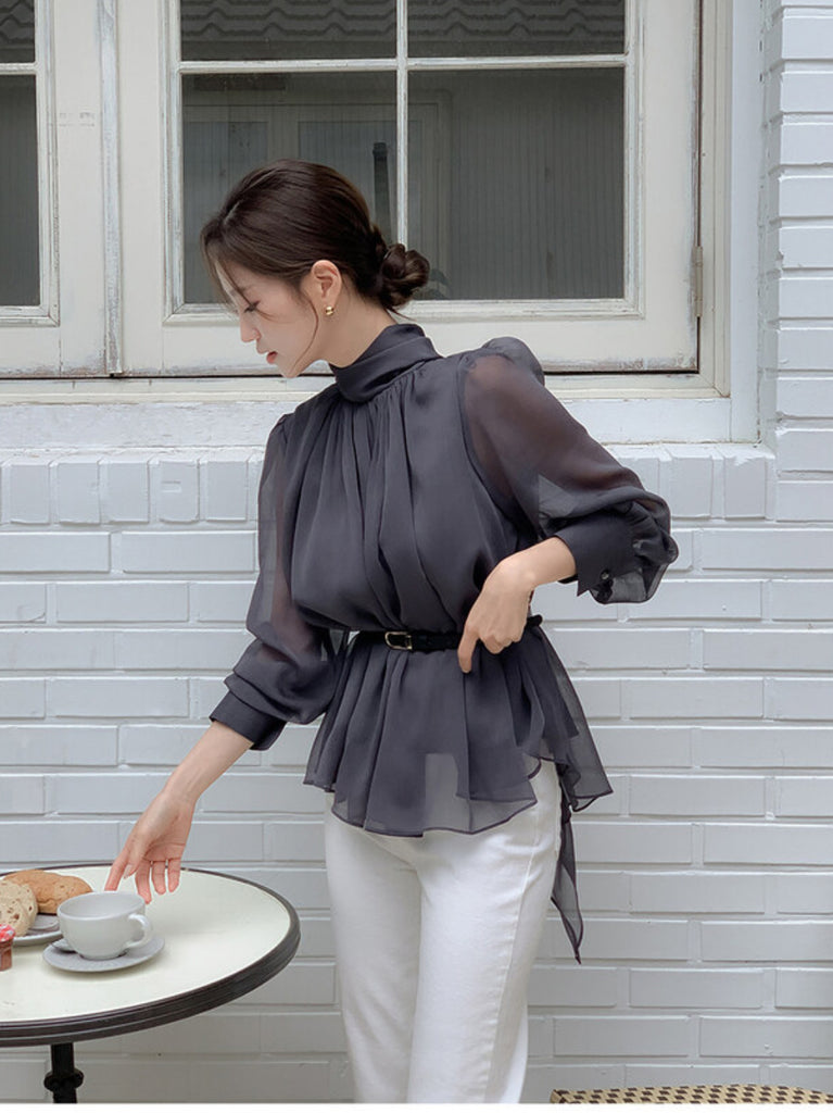 [🍂F/W] Daniel Tie Chiffon Blouse (附腰帶)