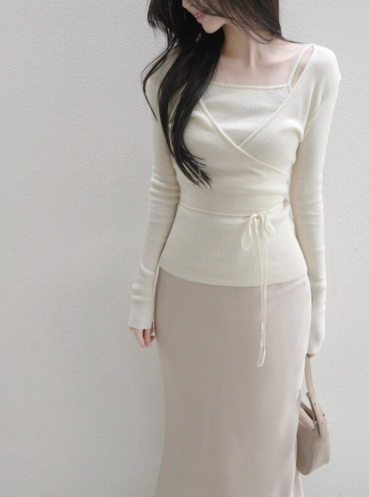 [🍂F/W] Ane Cotton Wrap Knit Set (Vest+CD)