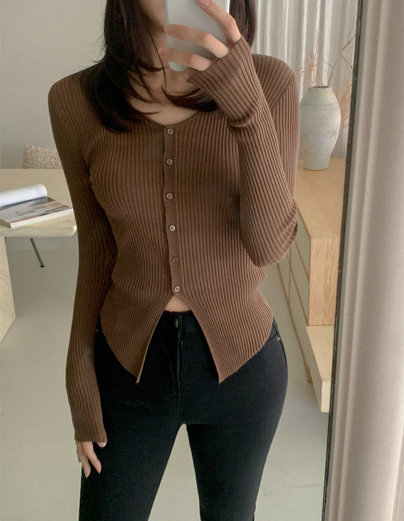 [🍂F/W] Daily Ribbed V Cardigan