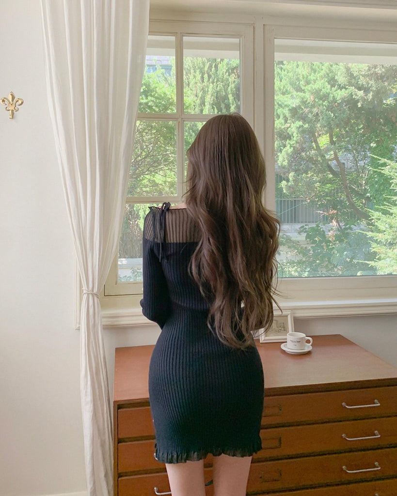 [🍂F/W] Uneven Off-shoulder Knit Dress