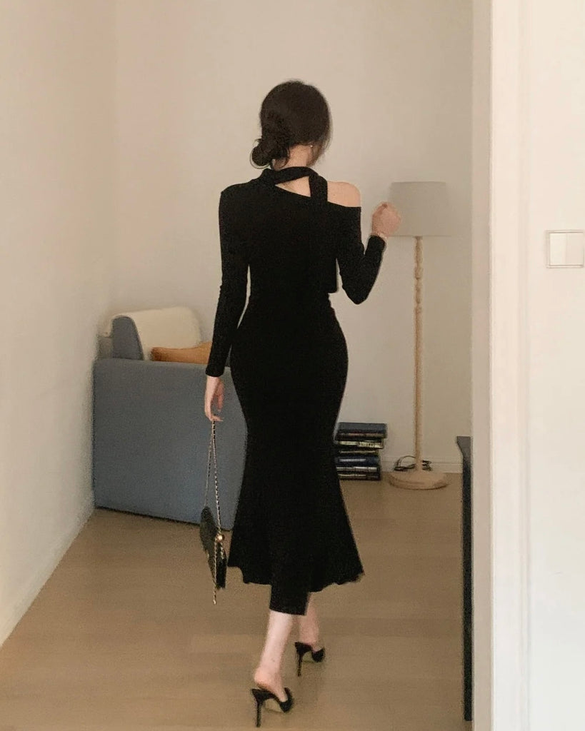 [🍂F/W] Off-shoulder Tie Mermaid Dress