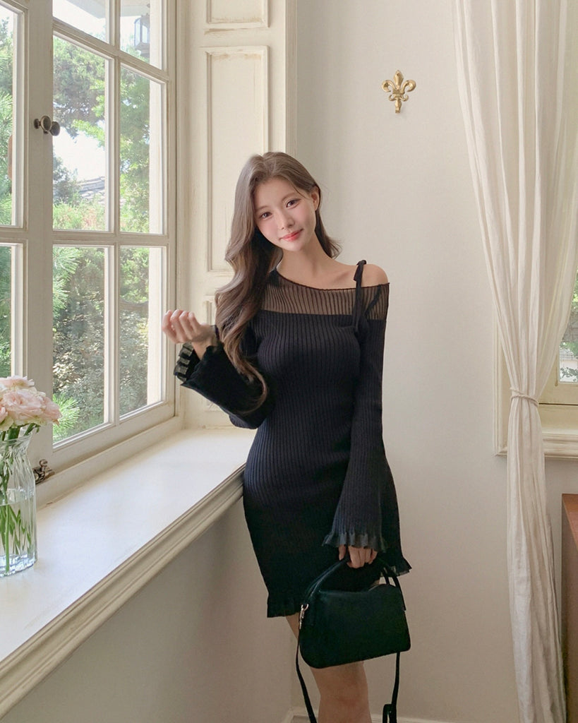 [🍂F/W] Uneven Off-shoulder Knit Dress