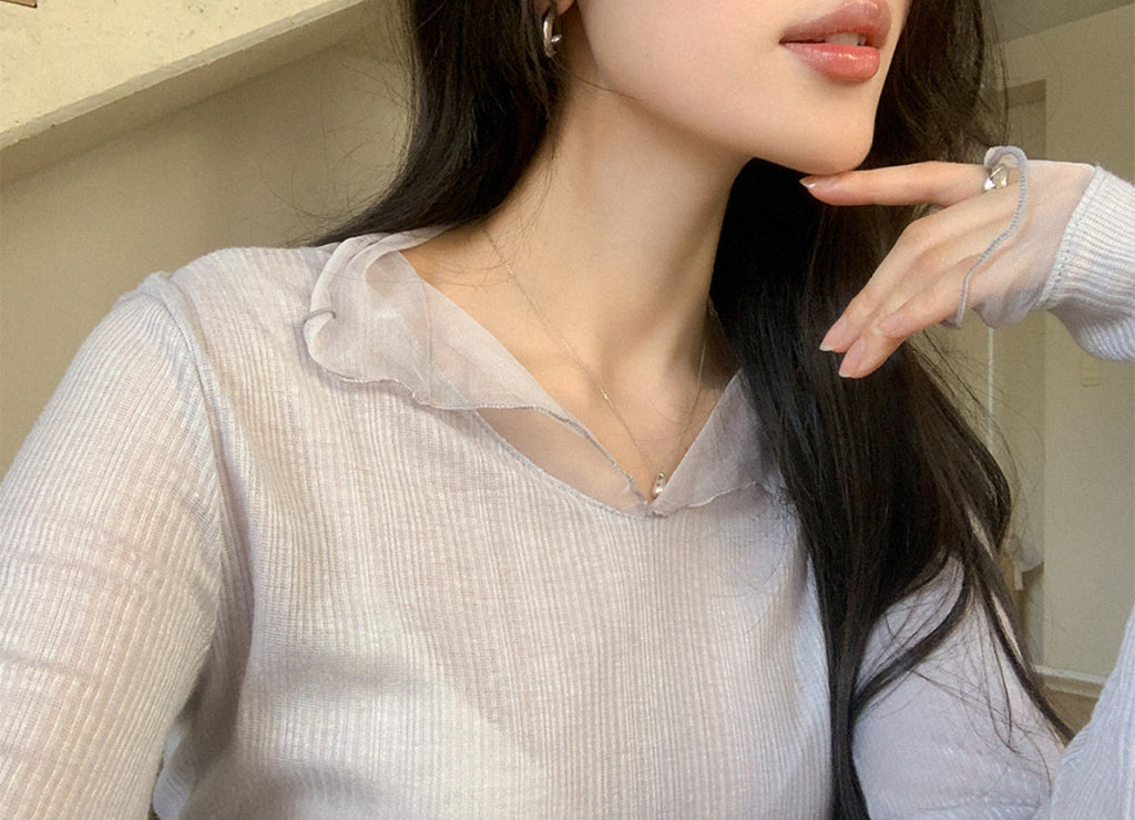 [🍂F/W] Wavy See-through Chiffon Top