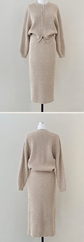 [🍂F/W] Zipper Knit Set Top + Skirt
