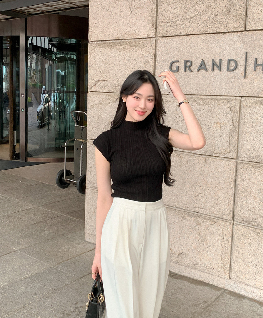 [🌷S/S] Ribbed Cap Sleeve Knit