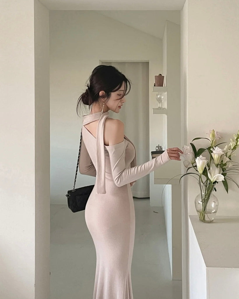 [🍂F/W] Off-shoulder Tie Mermaid Dress