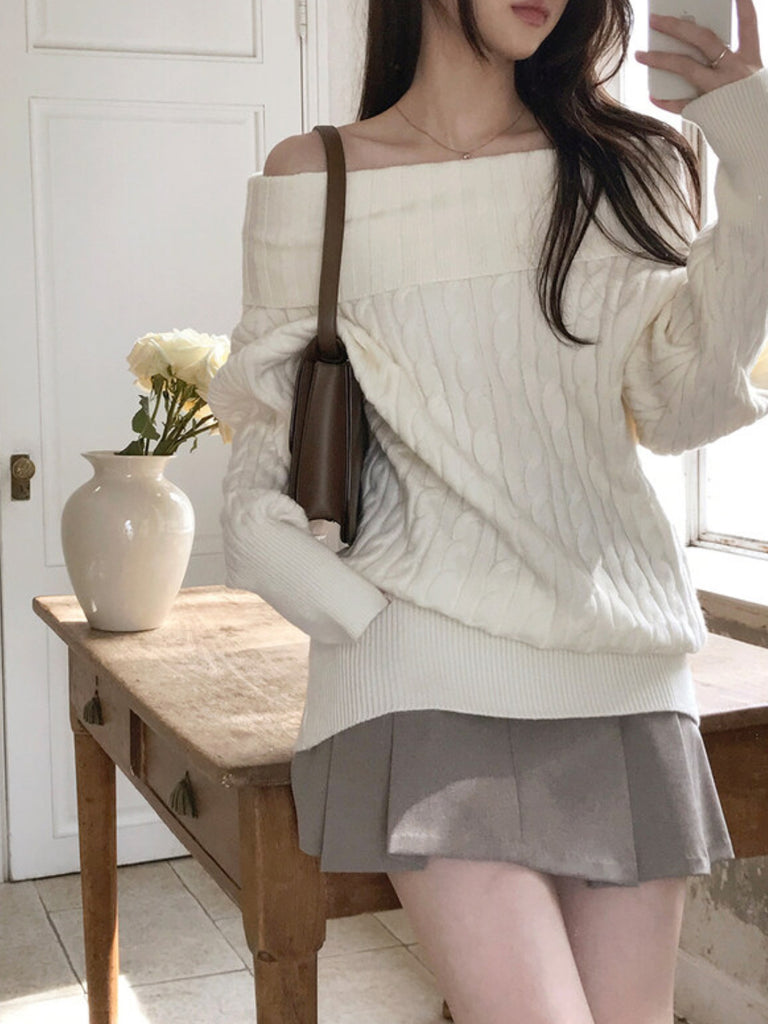 [🍂F/W] Rose Soft Off-Shoulder Sweater