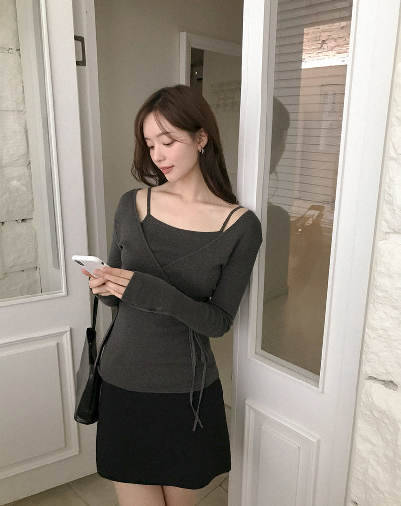 [🍂F/W] Ane Cotton Wrap Knit Set (Vest+CD)