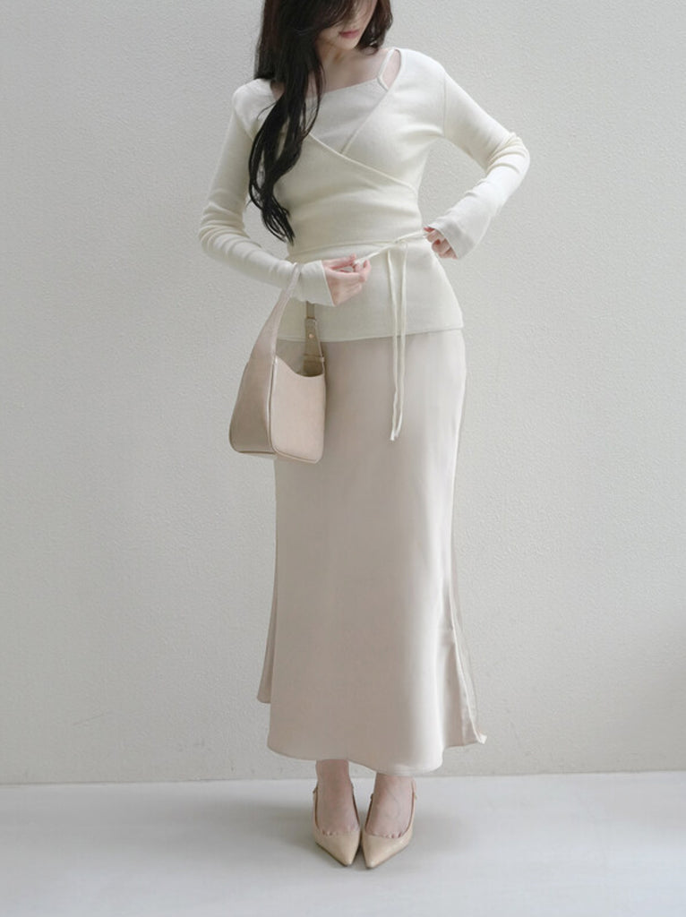 [🍂F/W] Ane Cotton Wrap Knit Set (Vest+CD)