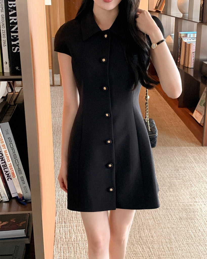 [🍂F/W] After Gold Buttons Mini Dress
