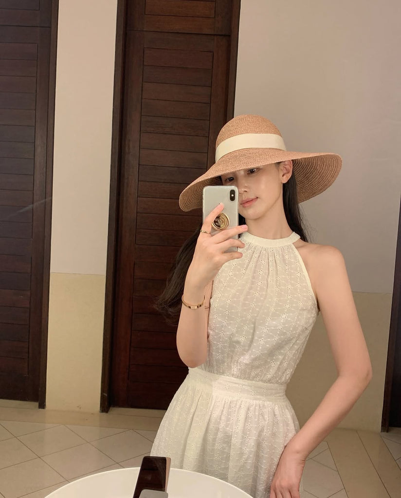 Premium Cotton Lace Halter Dress