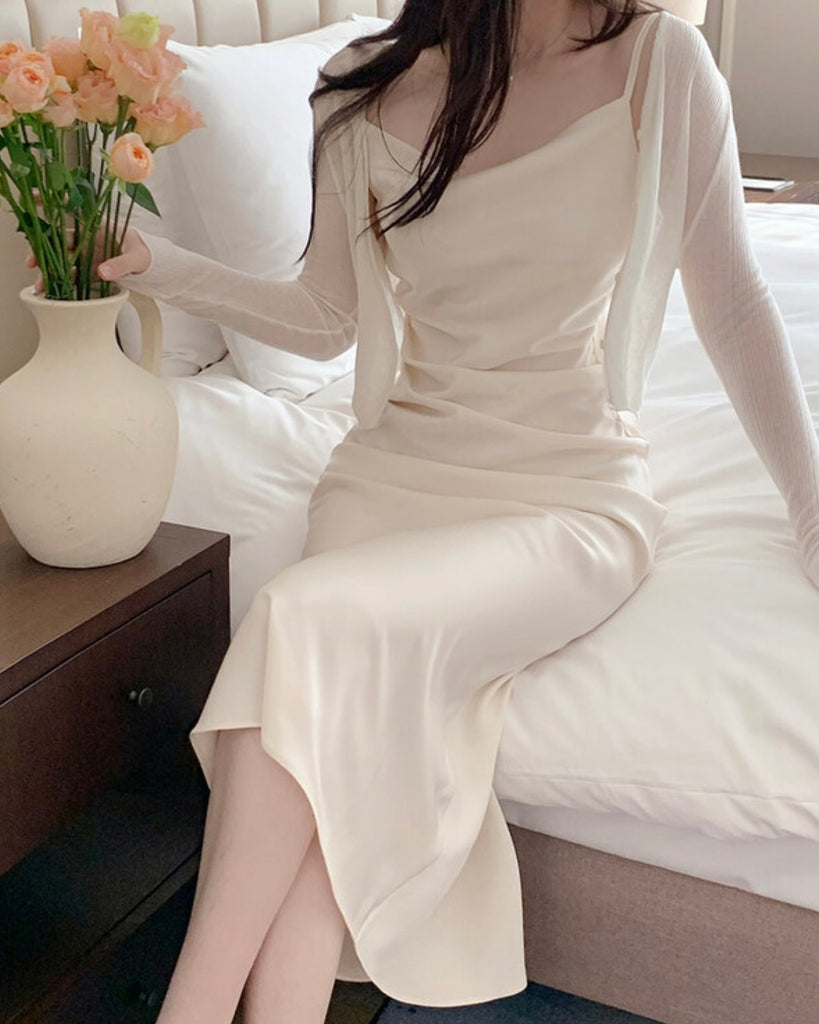 [🍂F/W] Draped Satin Long Dress