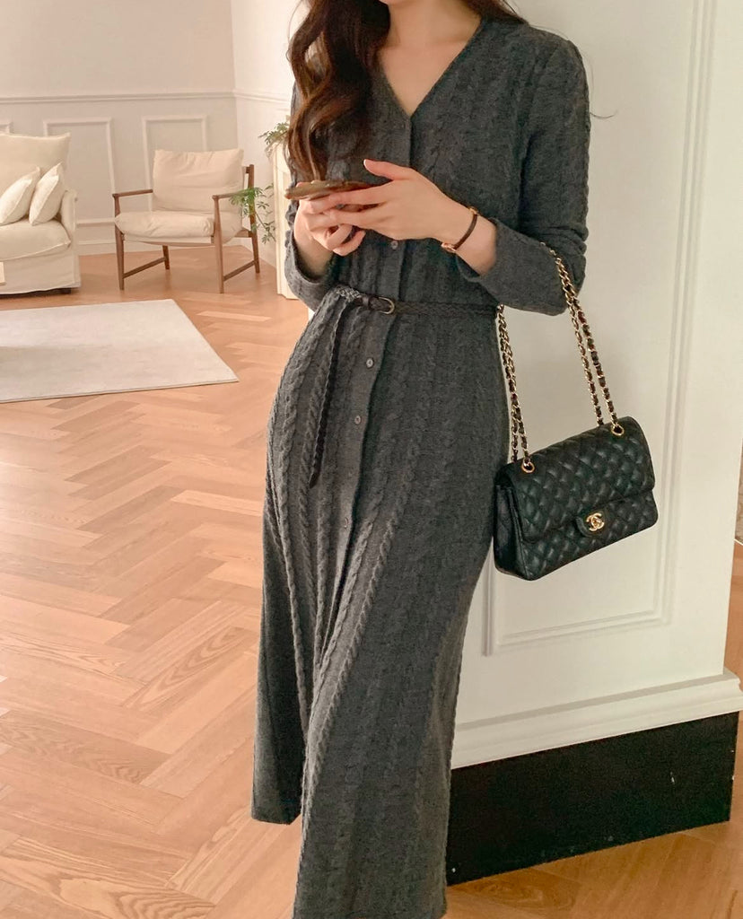 [🍂F/W] Twisted Flower Knitting Ops(附腰帶)