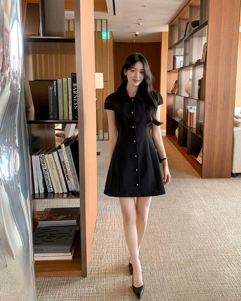 [🍂F/W] After Gold Buttons Mini Dress