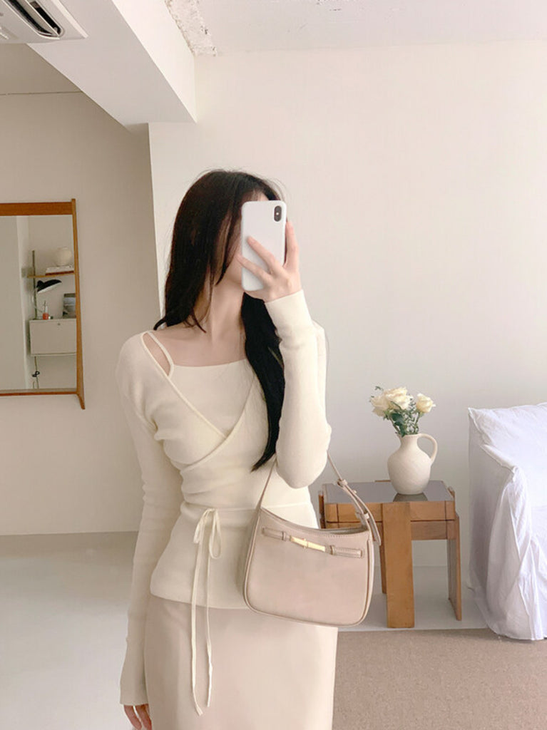 [🍂F/W] Ane Cotton Wrap Knit Set (Vest+CD)