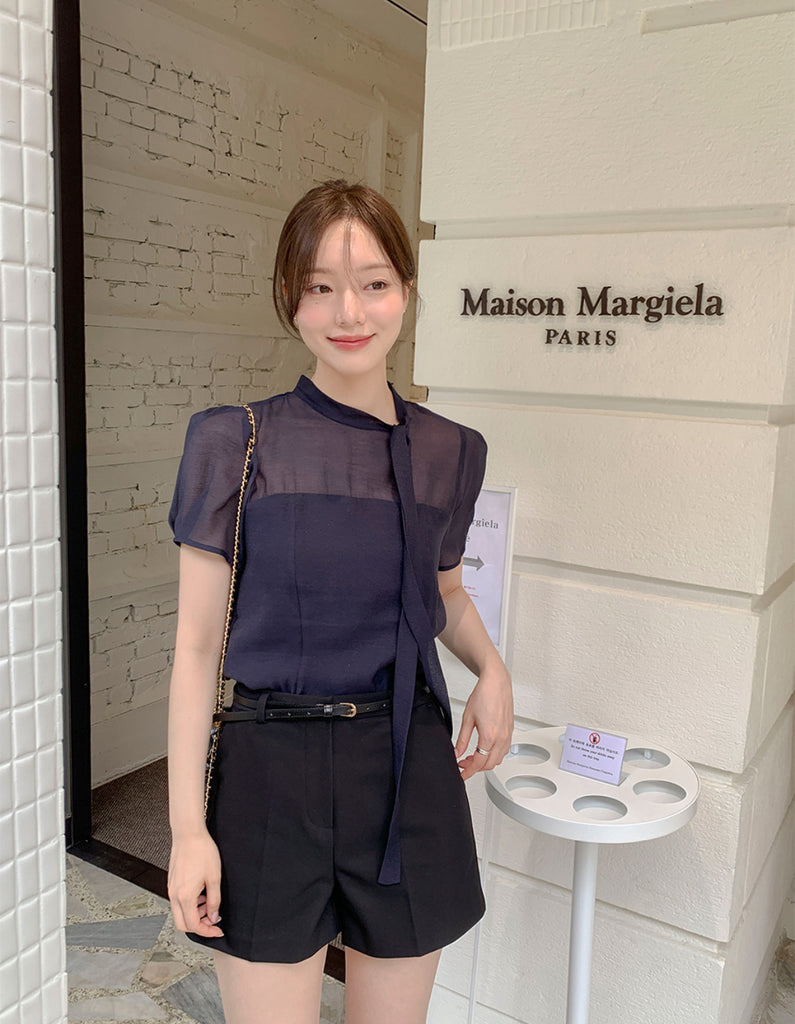 [🌷S/S] See-through Tencel Tie Blouse