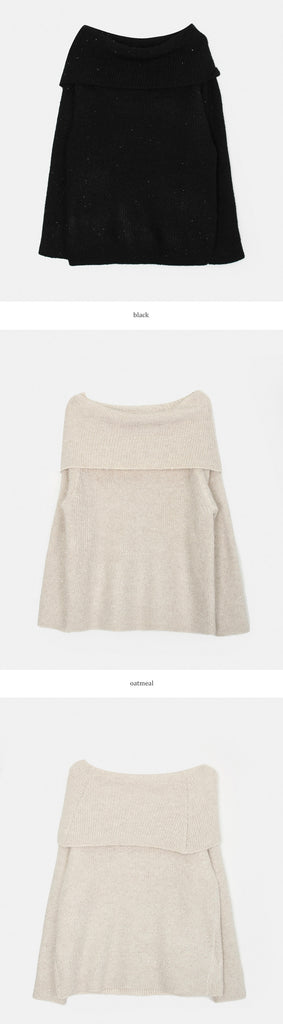 [🍂F/W] Sequinned Off-shoulder Knit Top