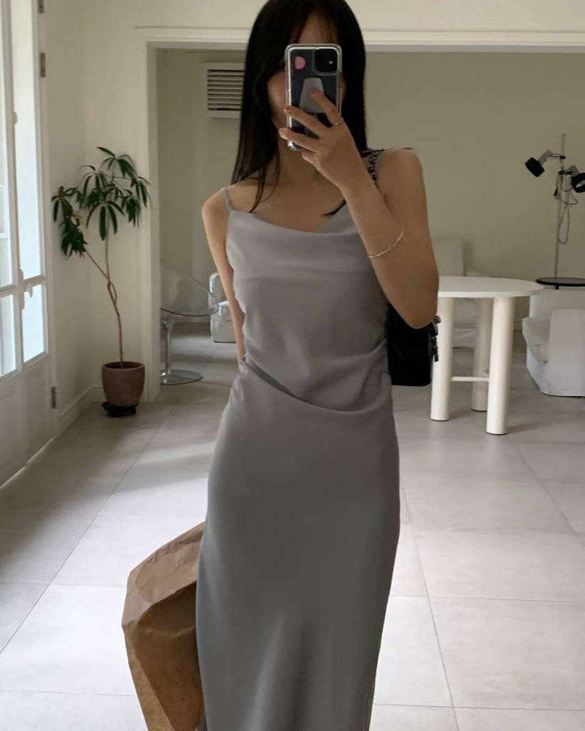[🍂F/W] Draped Satin Long Dress