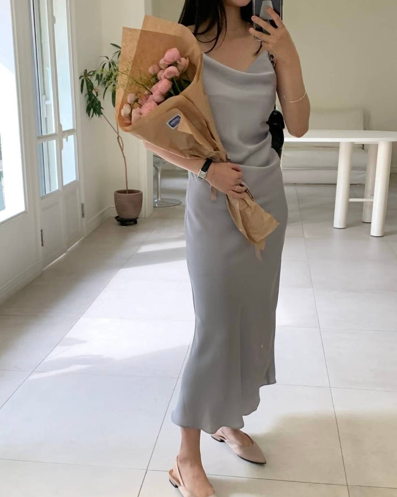 [🍂F/W] Draped Satin Long Dress