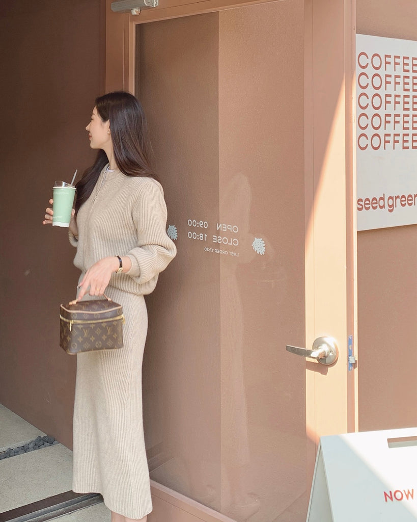 [🍂F/W] Zipper Knit Set Top + Skirt