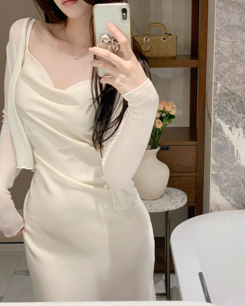 [🍂F/W] Draped Satin Long Dress