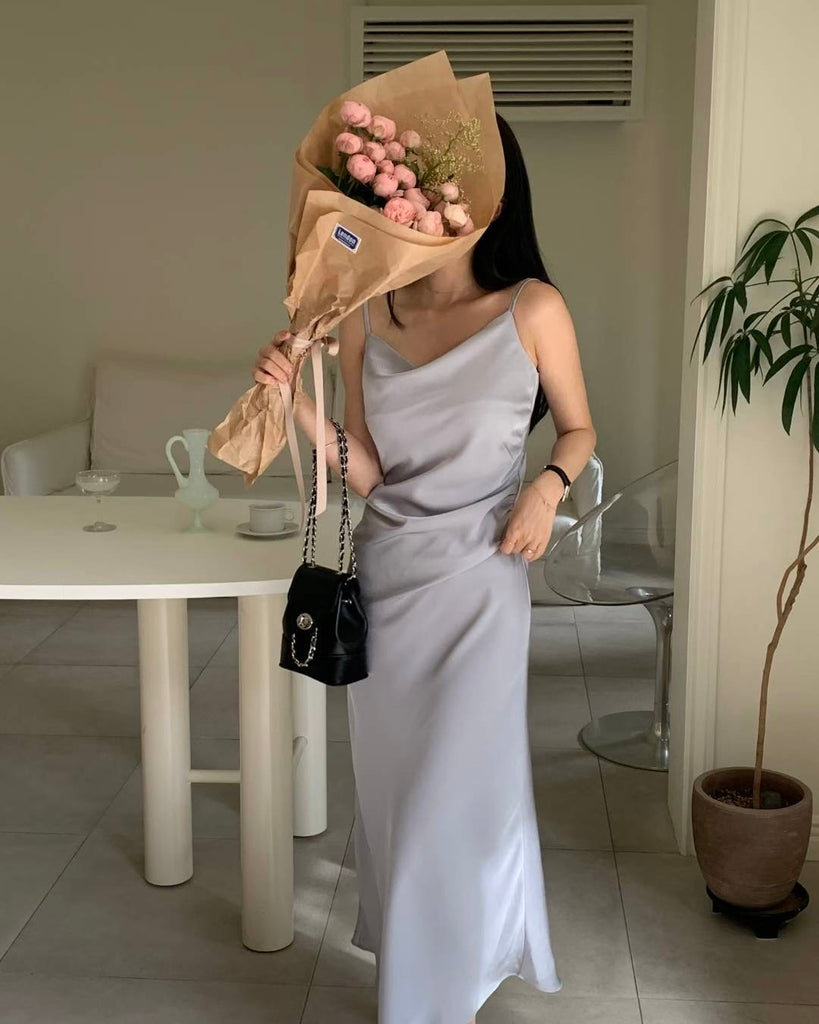 [🍂F/W] Draped Satin Long Dress