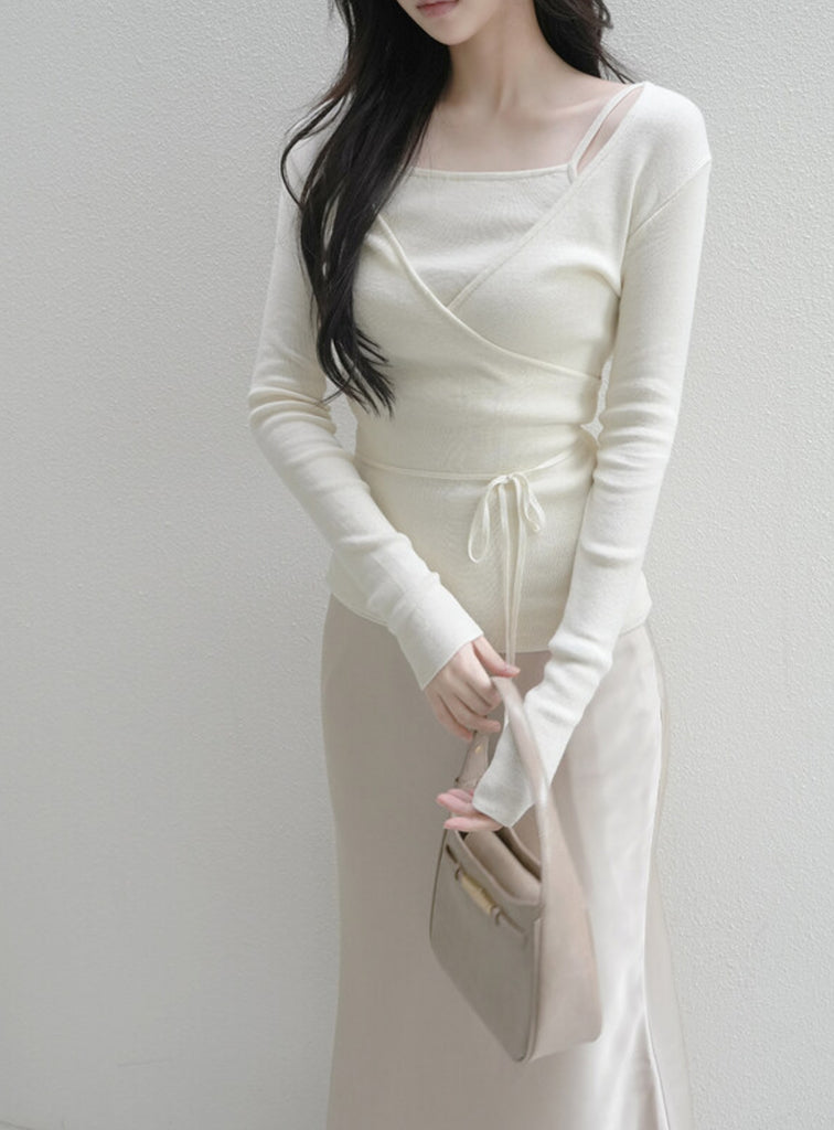 [🍂F/W] Ane Cotton Wrap Knit Set (Vest+CD)