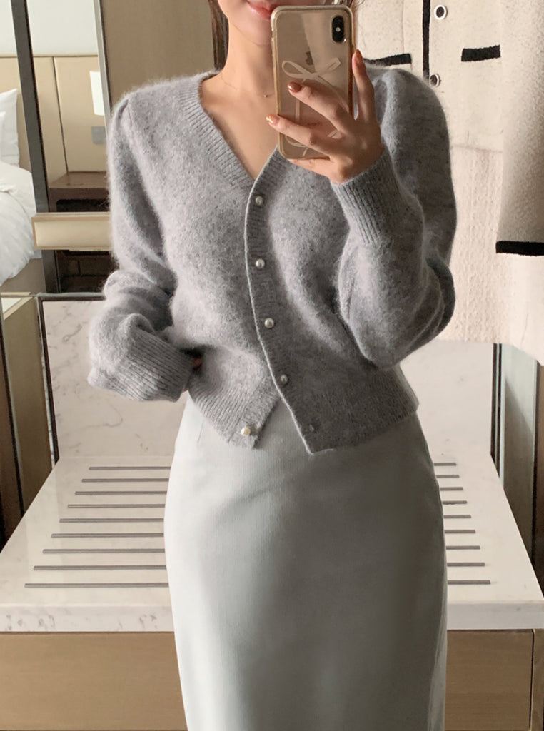 [🍂F/W] Pearl Angora Wool Knitted Cardigan