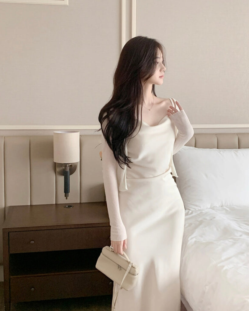 [🍂F/W] Draped Satin Long Dress