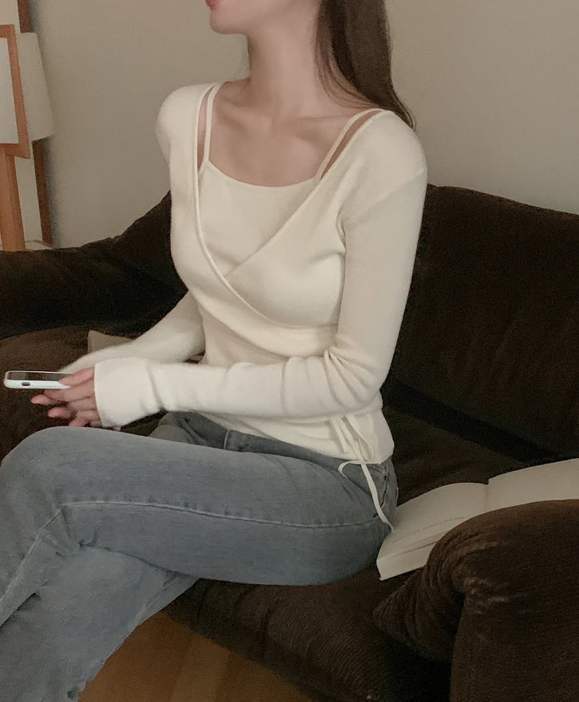 [🍂F/W] Ane Cotton Wrap Knit Set (Vest+CD)