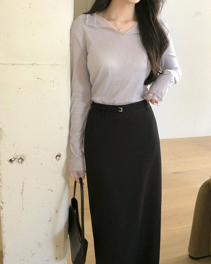 [🍂F/W] Wavy See-through Chiffon Top