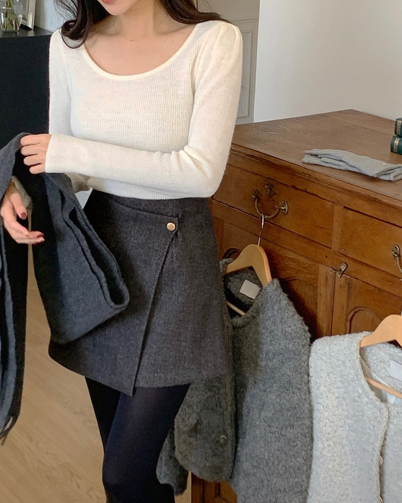 [🍂F/W] Golden Wool Warp Mini Skirt