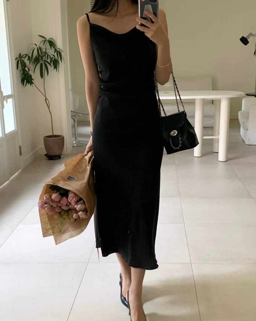 [🍂F/W] Draped Satin Long Dress