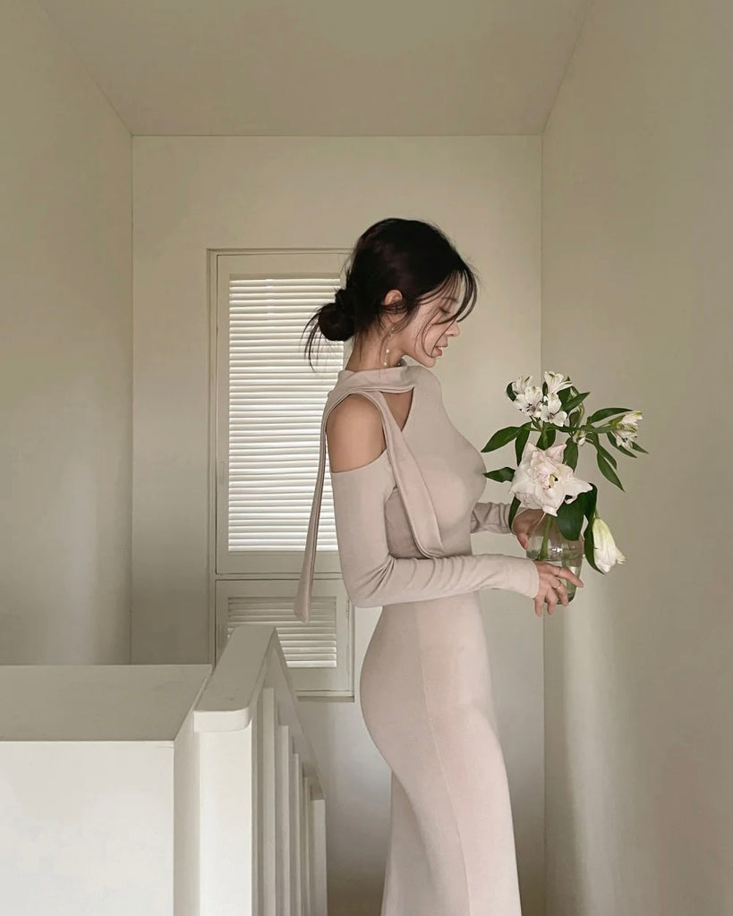 [🍂F/W] Off-shoulder Tie Mermaid Dress