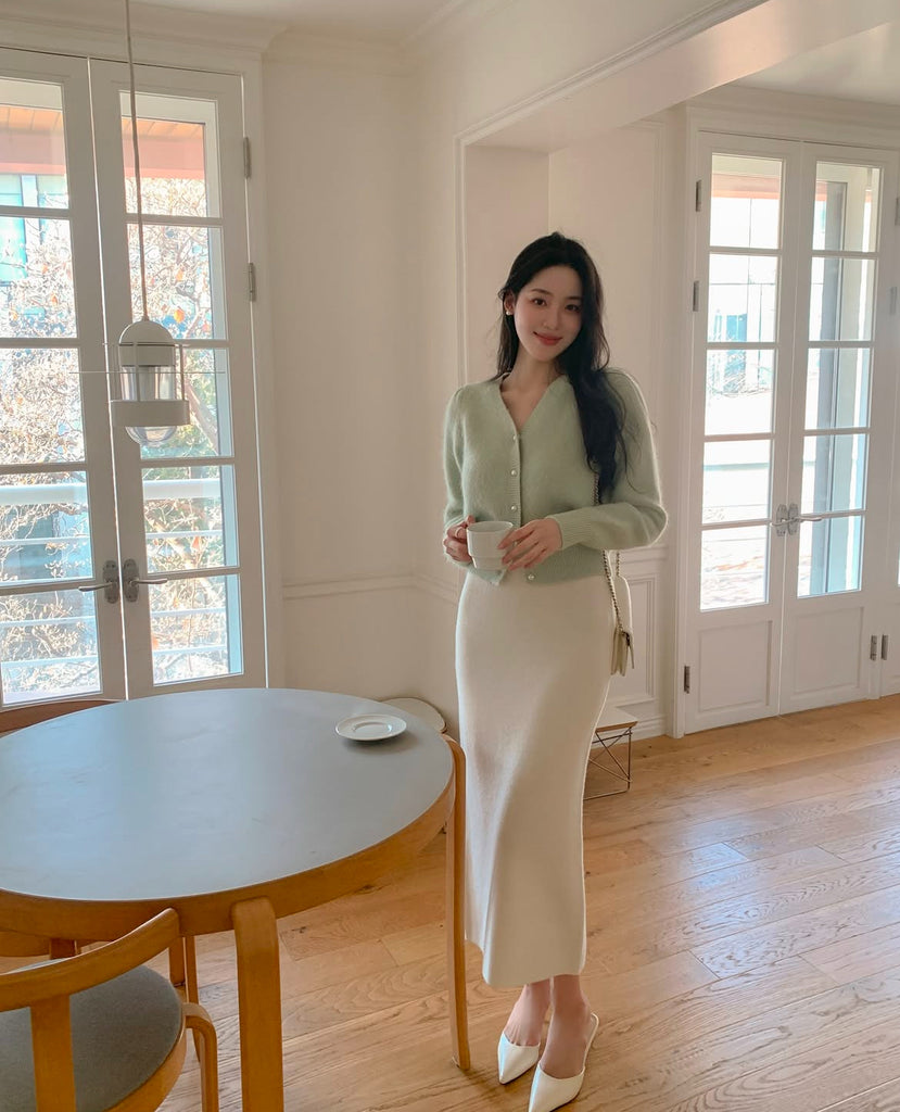 [🍂F/W] Pearl Angora Wool Knitted Cardigan