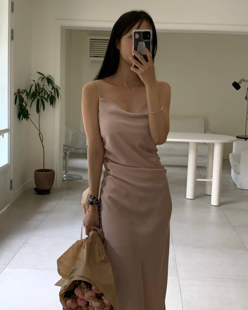 [🍂F/W] Draped Satin Long Dress