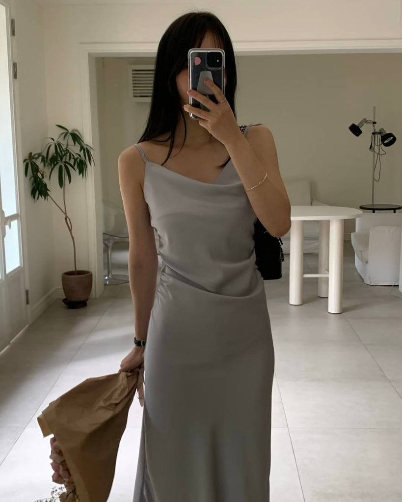 [🍂F/W] Draped Satin Long Dress