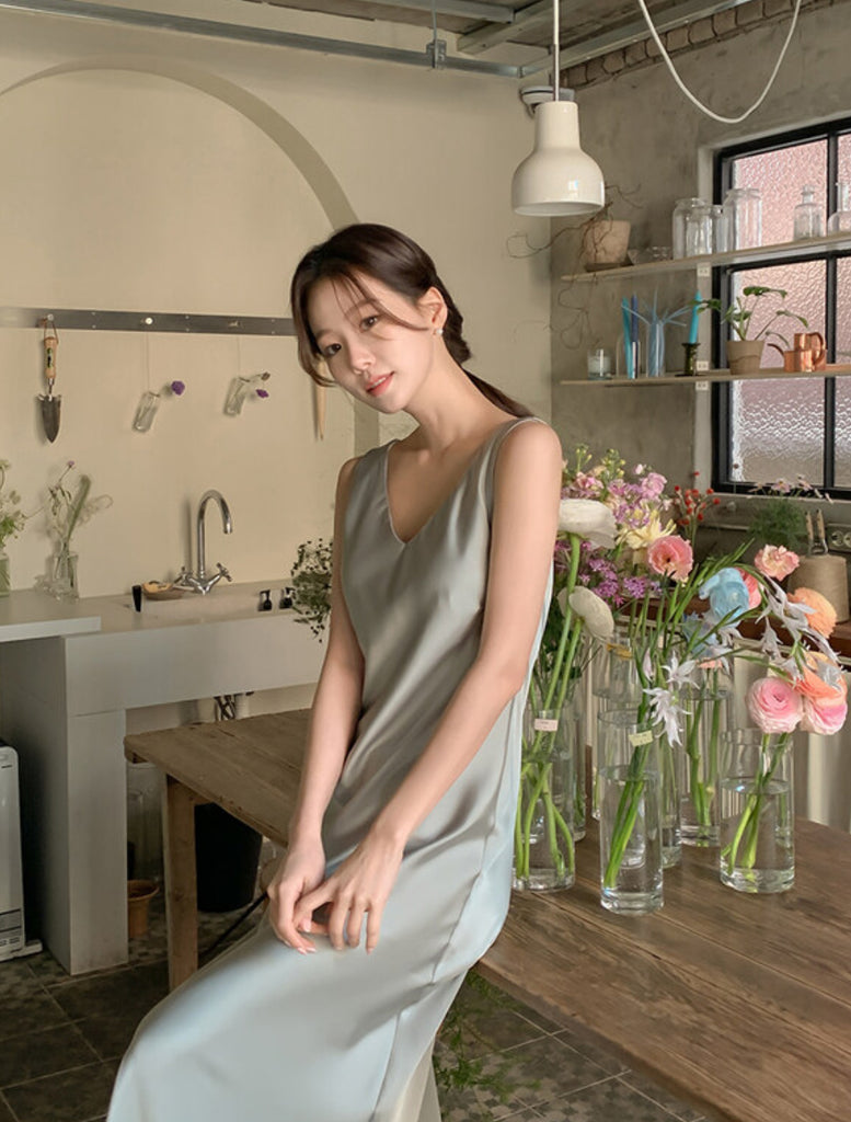 [🕊️SS] Simple Silk Satin A-line Long Dress