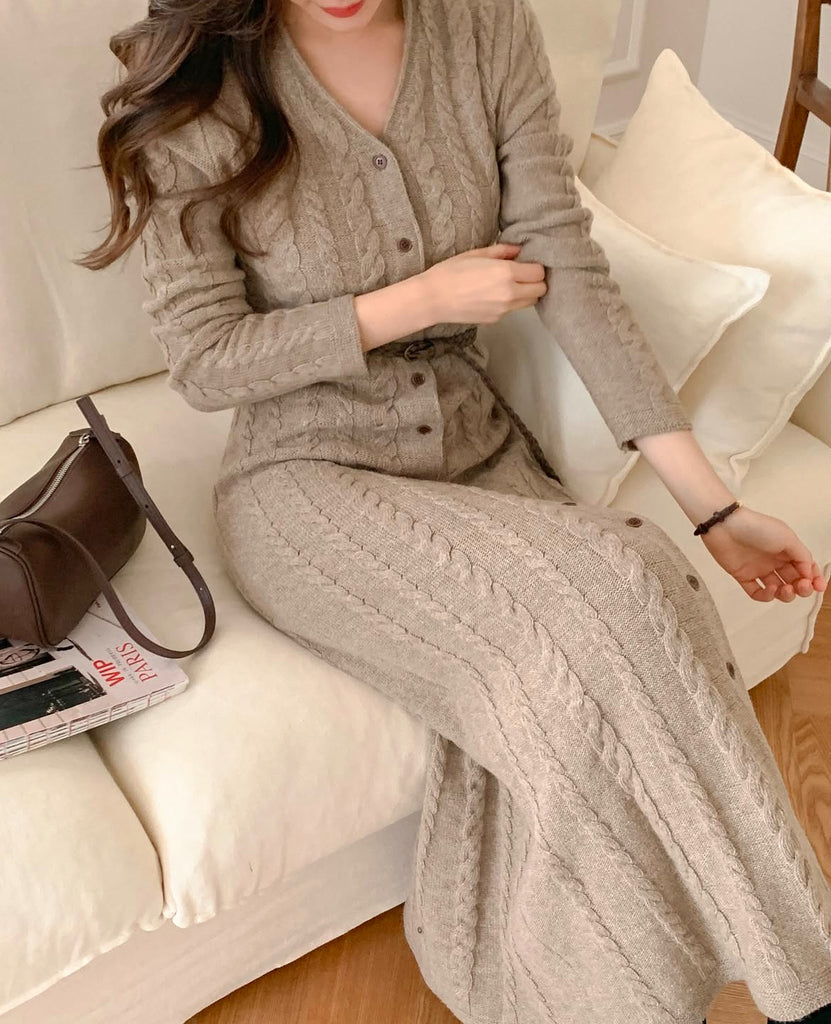 [🍂F/W] Twisted Flower Knitting Ops(附腰帶)